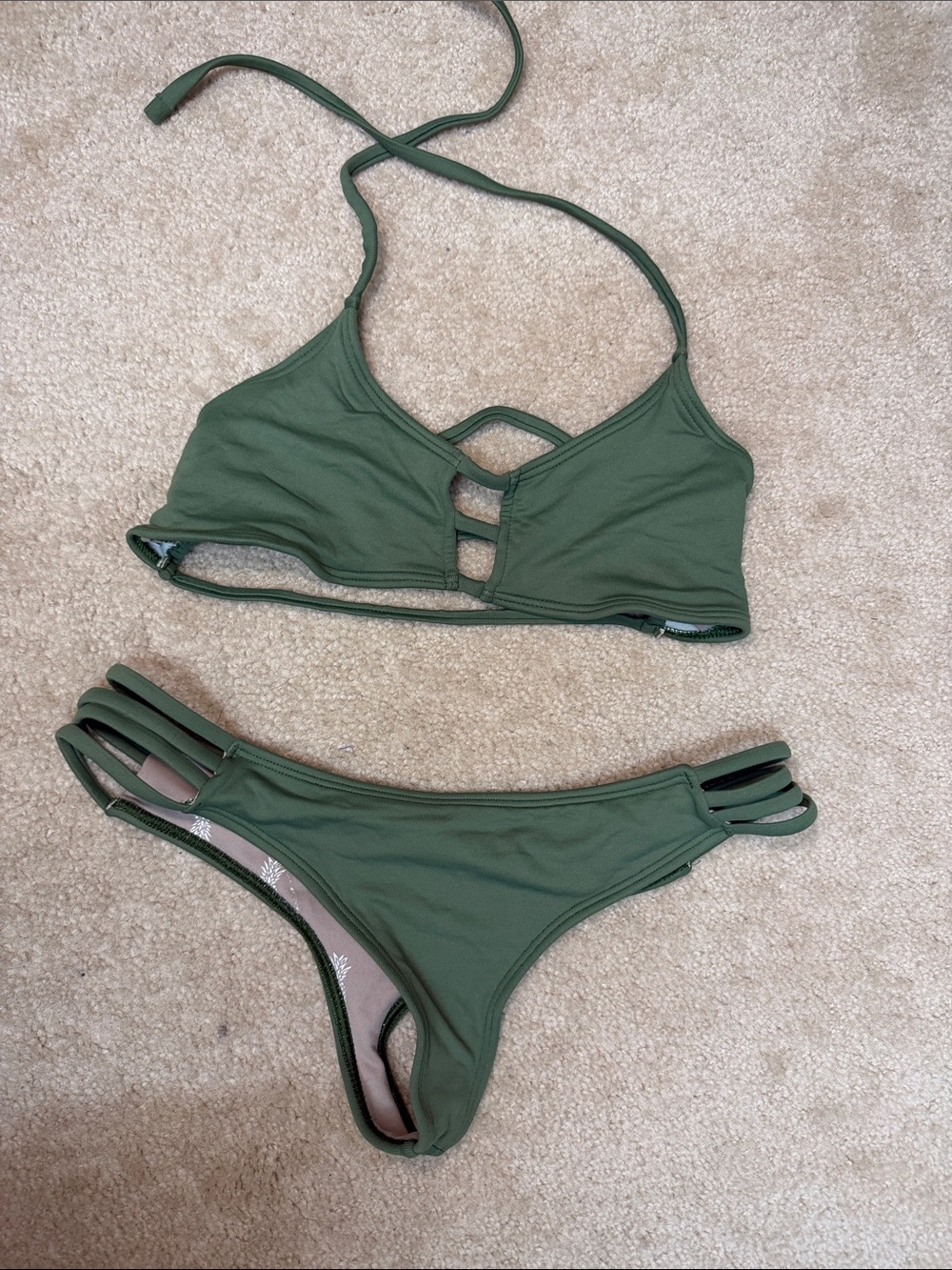 Midori bikini. Olive Green Strappy Bikini Set - Women Swim